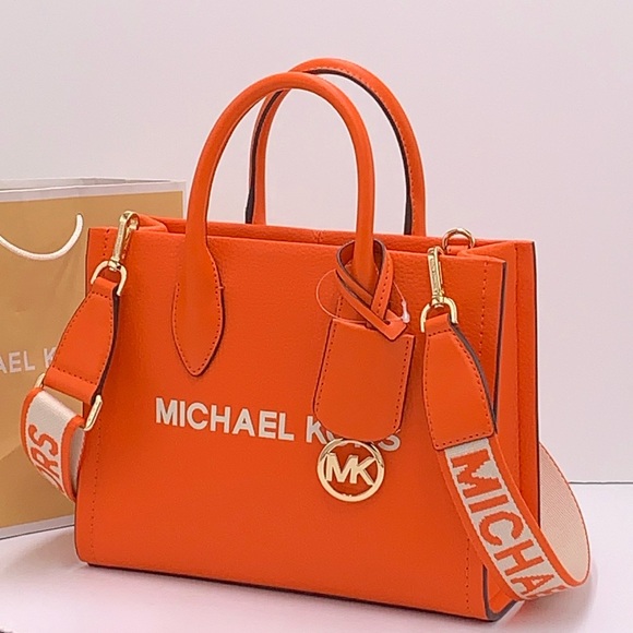 Michael Kors Mirella Small Pebbled Leather Shopper Top Zip Crossbody XBODY Tote - Picture 3 of 16